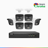 NightChroma<sup>TM</sup> NAK200 - 1080P 16 Channel 6 Cameras Wired CCTV System, Acme Colour Night Vision, f/1.0 Super Aperture, 0.001 Lux, 121° FoV, Active Alignment